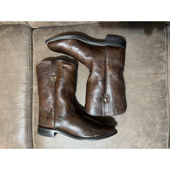 Justin 3162 Brown Marbled Boots Cowboy Roper Men’s size 10D main image 8
